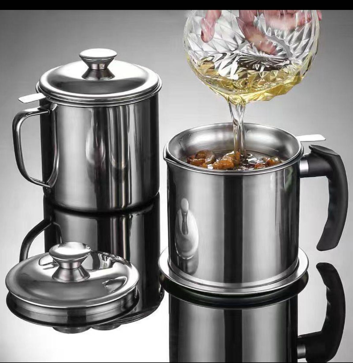 Oil strainer with plastic handle 1.3 liter 