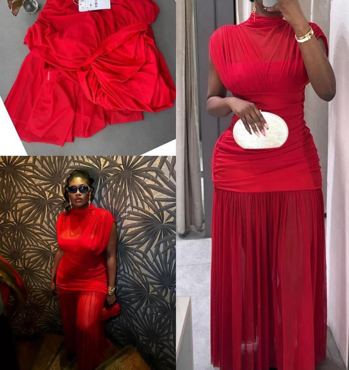 "Draped Mesh Dress"