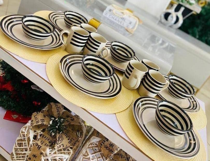 Dinner  set ya zebre  sahani 6 bakuli 6 na vikombe 6