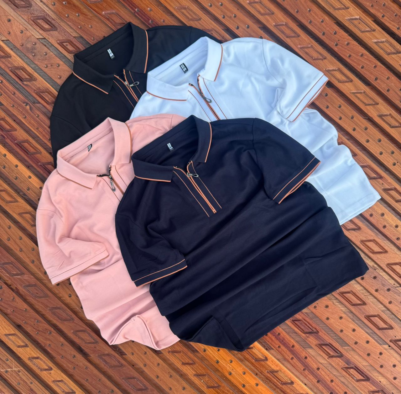  zip-neck polo shirts