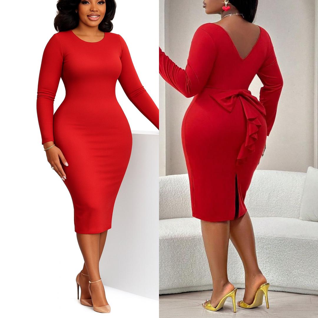  long-sleeve bodycon midi dress 