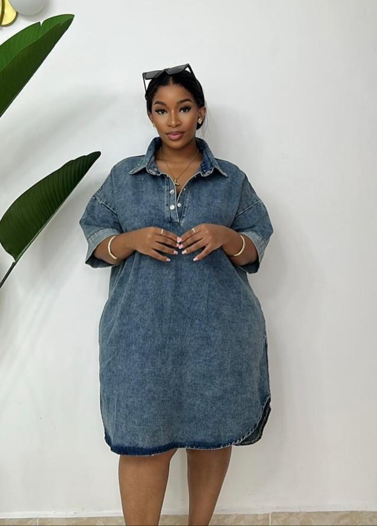 denim shirt dress.